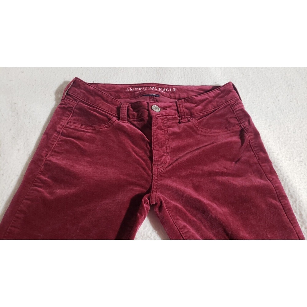 American Eagle Outfitters Womens Maroon Velvet Super Stretch Jegging| 2S